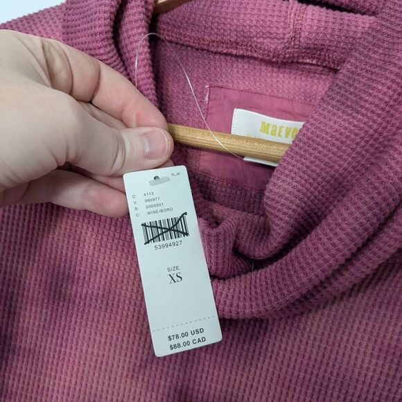 Anthropologie Pink Tie Dye Cowl Neck Waffle Knit Top NWT - Picture 3 of 5